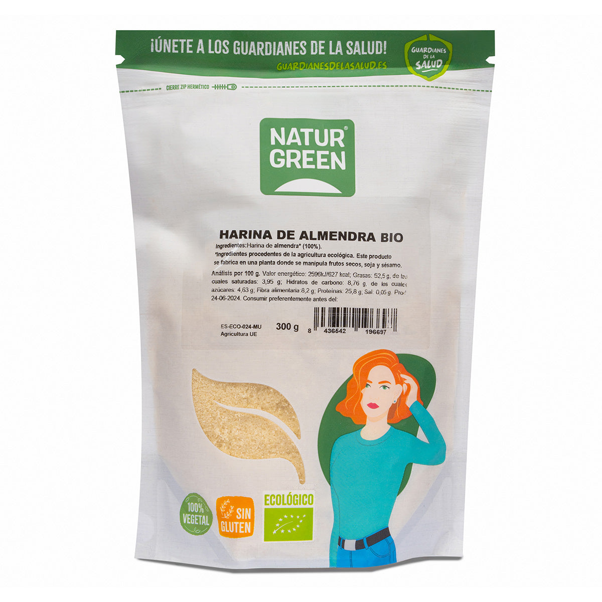 Glutenvrije biologische amandelmeel NaturGreen 300 g