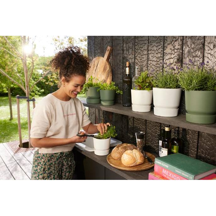 Pot de fleur avec soucoupe intégrée Greenville Elho Blanc 25 cm