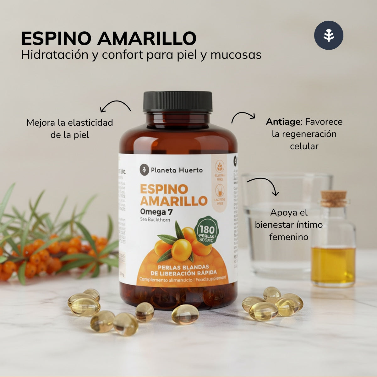 Pack 2x Omega 7 Espino Amarillo Planeta Huerto 180 Perlas