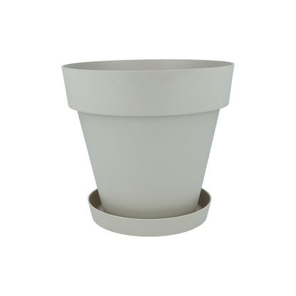 Lot pot avec soucoupe couleur écru Tes 18 x 15 cm