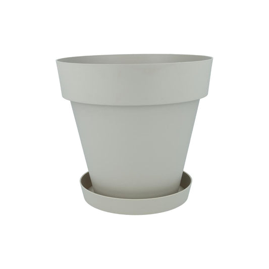 Lot pot avec soucoupe couleur écru Tes 18 x 15 cm