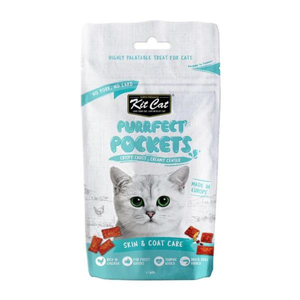 Kit Cat Purrfect Pockets - Skin & Coat Care 60 g Snack funcional para gatos
