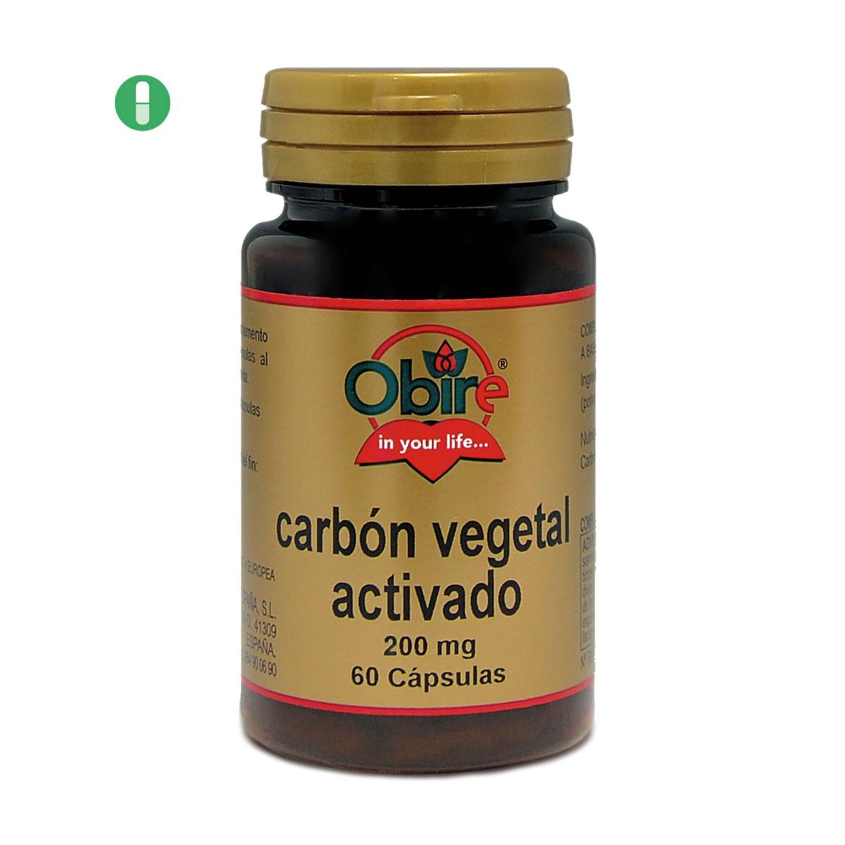 Obire Activated Vegetable Charcoal 200 mg, 60 capsules