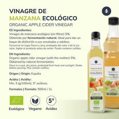 3er-Pack ECO-Apfelessig, roh, ungefiltert, mit Essigmutter Planeta Huerto 1 l