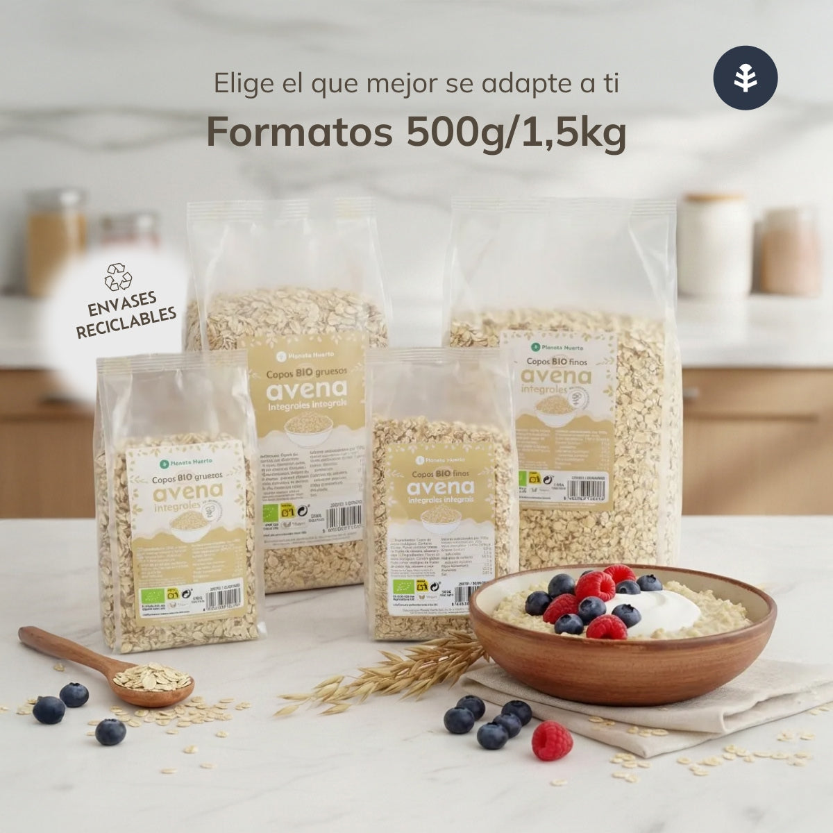Fiocchi d'avena integrali grossolani ECO Planeta Huerto