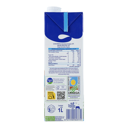 Pak van 6 stuks biologische volle melk Puleva, 1 l