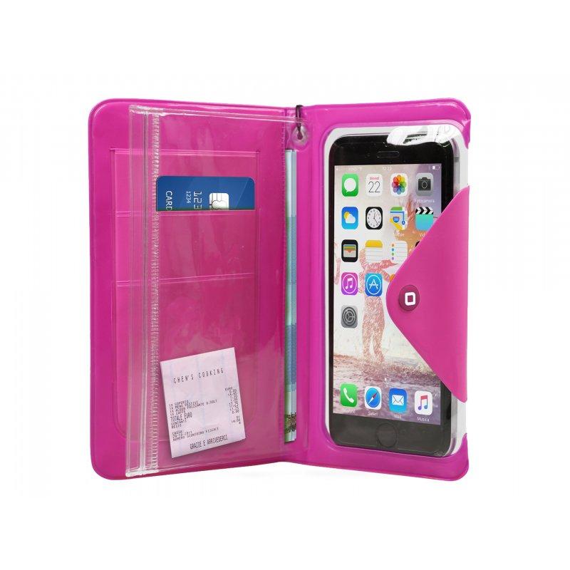 Custodia impermeabile a libro per smartphone fino a 5" SBS Rosa