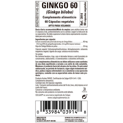 Ginkgo 60, 60 capsule vegetali