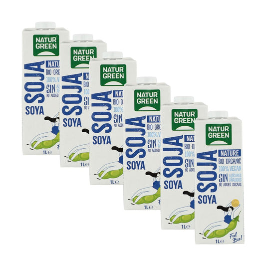 Pack 6 x Bebida de Soja Nature BIO sin Azúcares NaturGreen 1 L