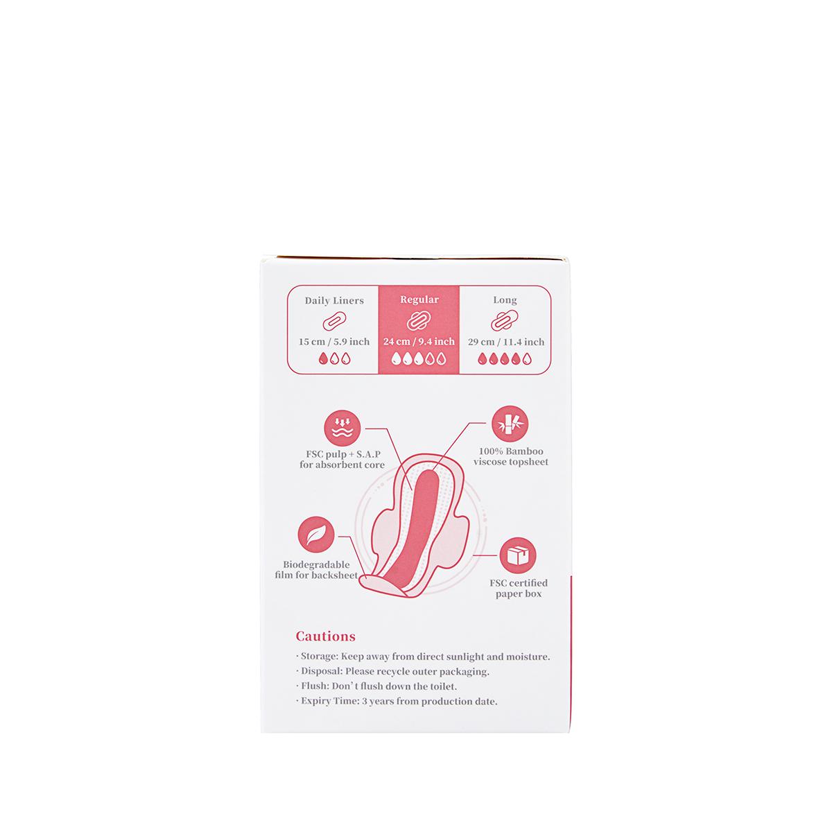 Compresses en fibre de bambou biodégradables Regular Ecoboom 8 unités