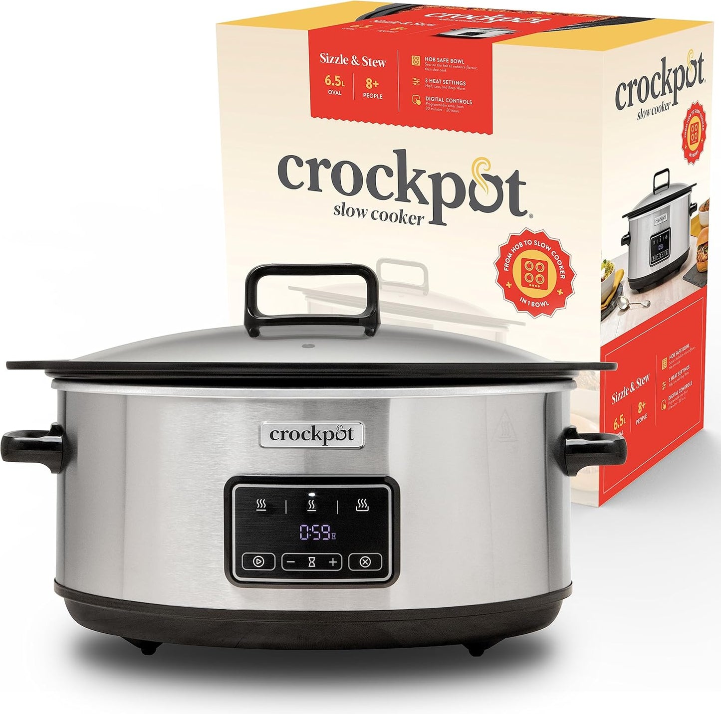 Crockpot Digitale slowcooker Sizzle & Stew 6,5 L CSC112X
