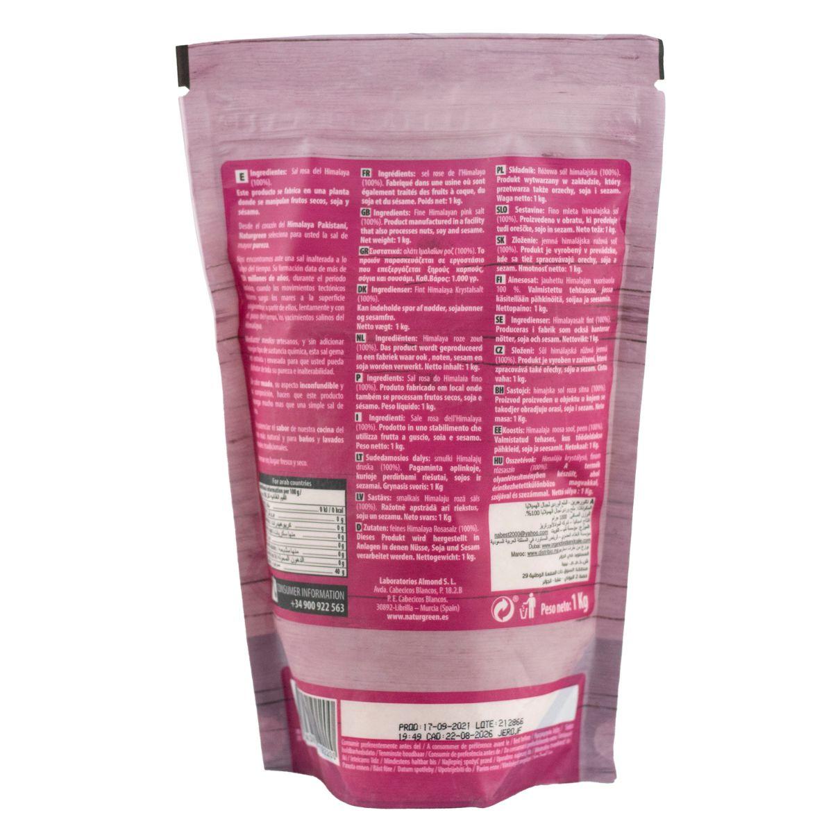 Sal rosa del Himalaya fina Naturgreen 1 kg