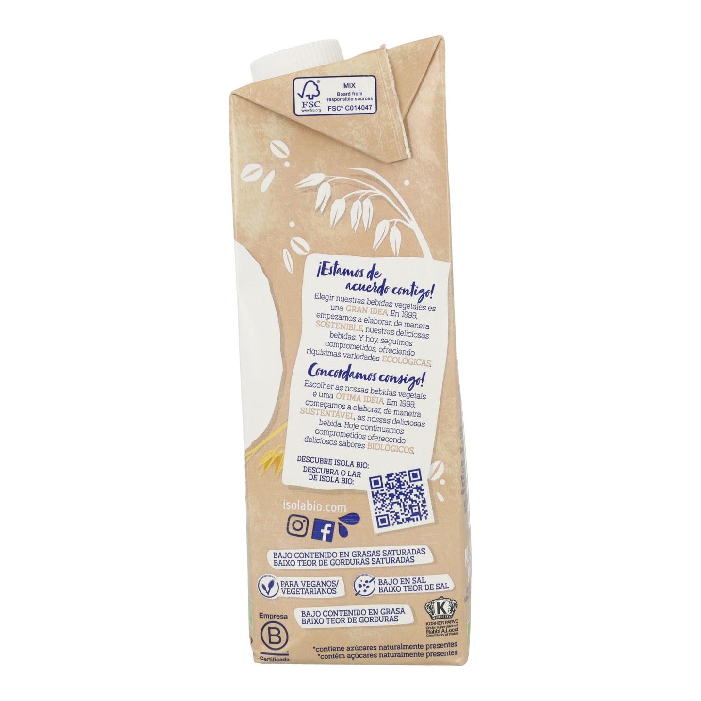 Glutenvrije biologische haverdrank Isola Bio 1 l