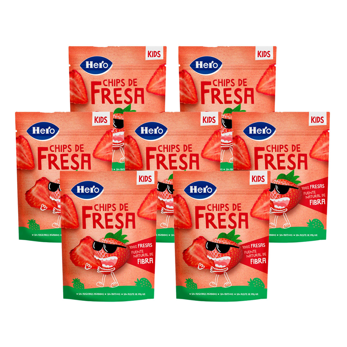 Pakket 7x aardbeienchips Hero Kids 12 g