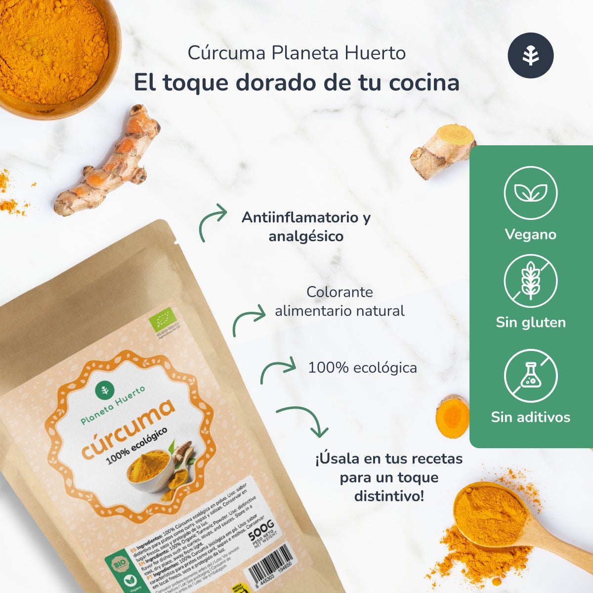Kurkumapulver ECO Planeta Huerto 500 g