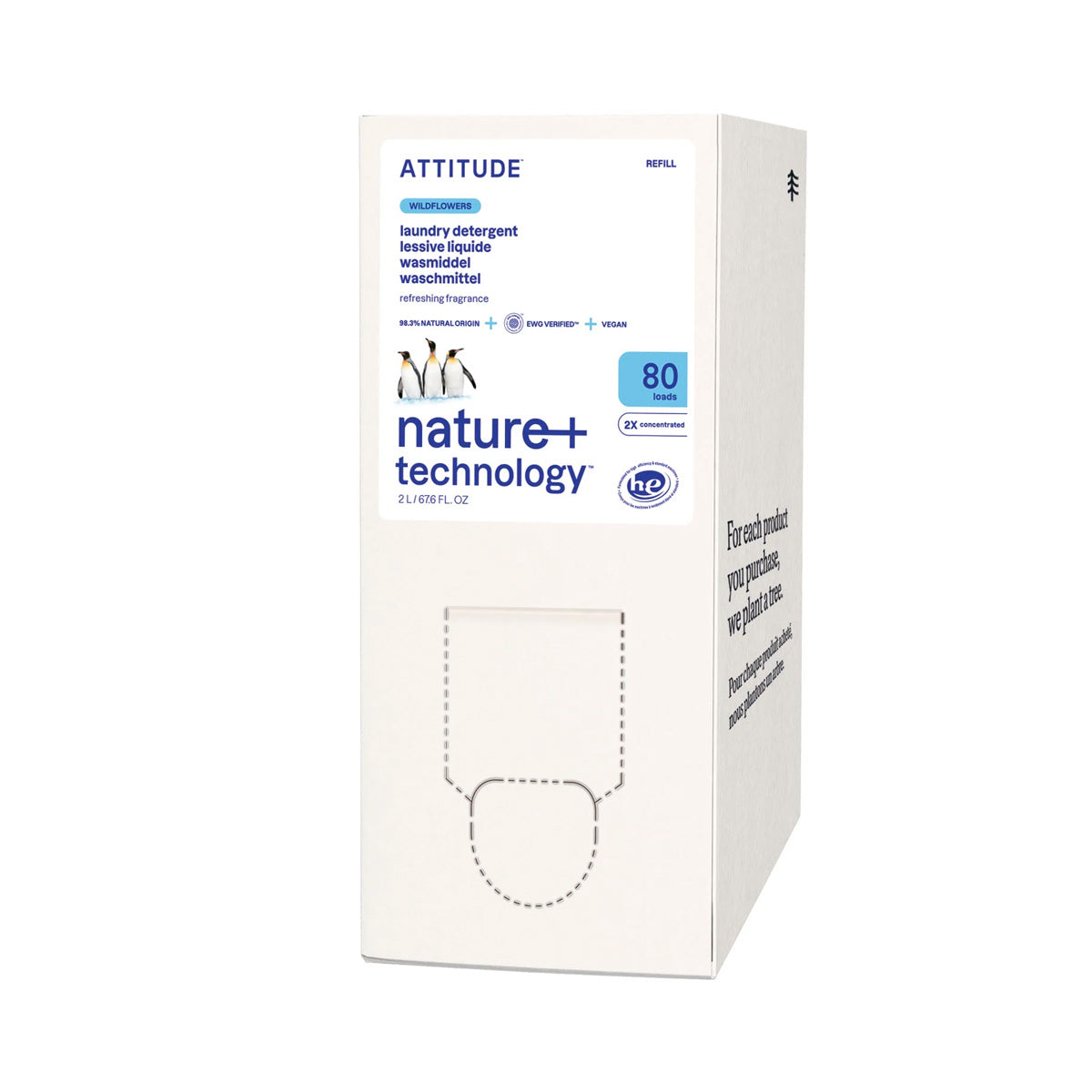 Eco-recambio de detergente para la ropa Flores silvestres Nature + technology 2 L 80 lavados