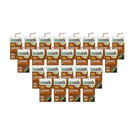 Confezione da 24 bevande vegetali mini alla mandorla con cioccolato Bio Ecocesta 200 ml