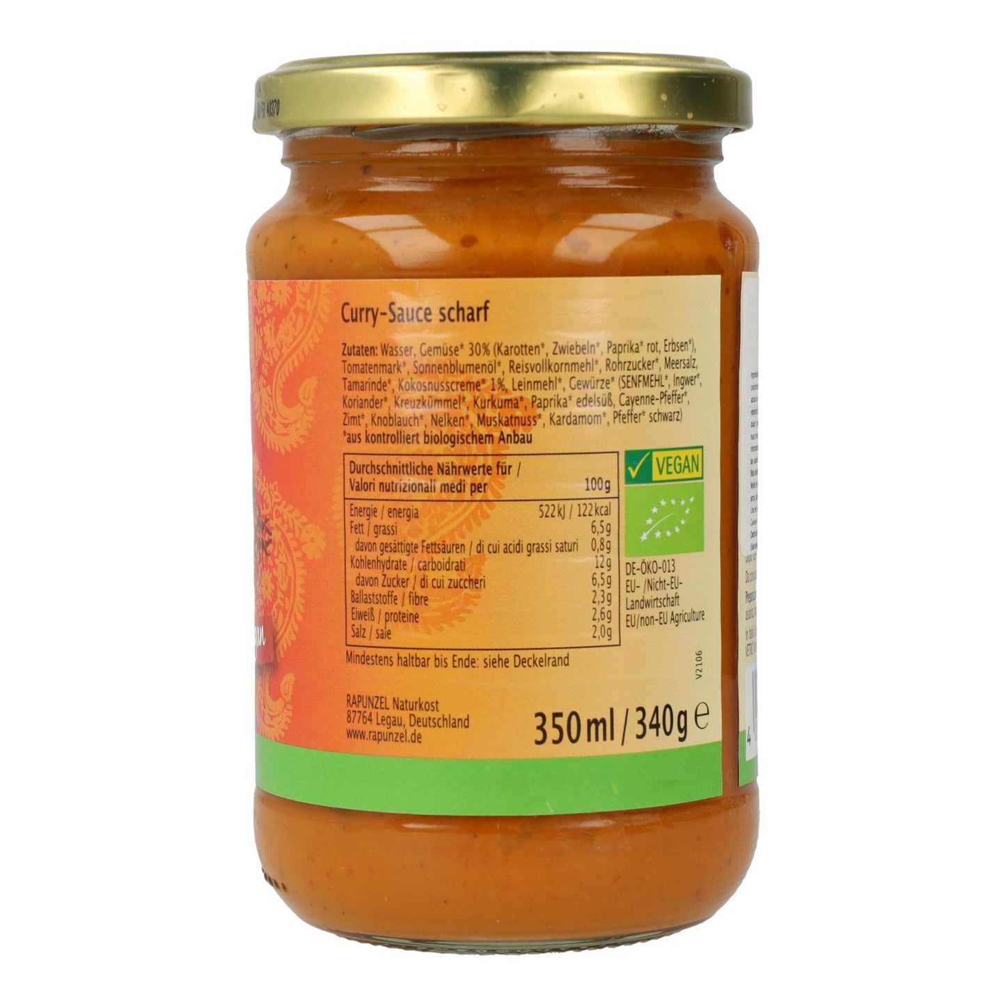 Salsa de Curry Picante Vegana Rapunzel 340ml