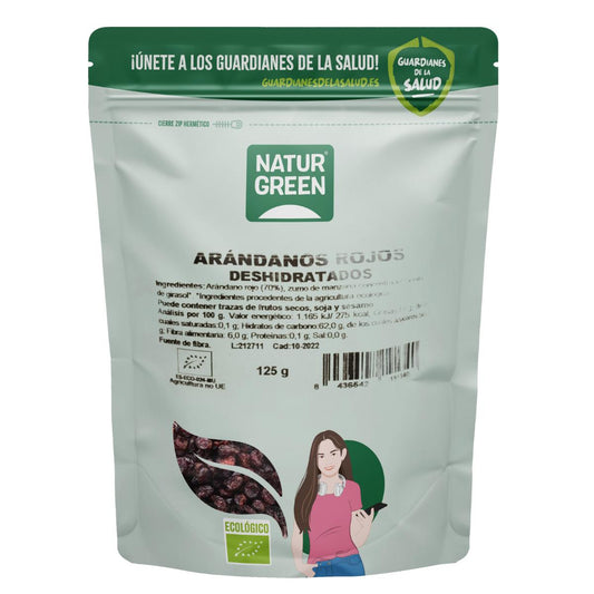 Gedroogde rode bosbessen Bio Naturgreen 125 g