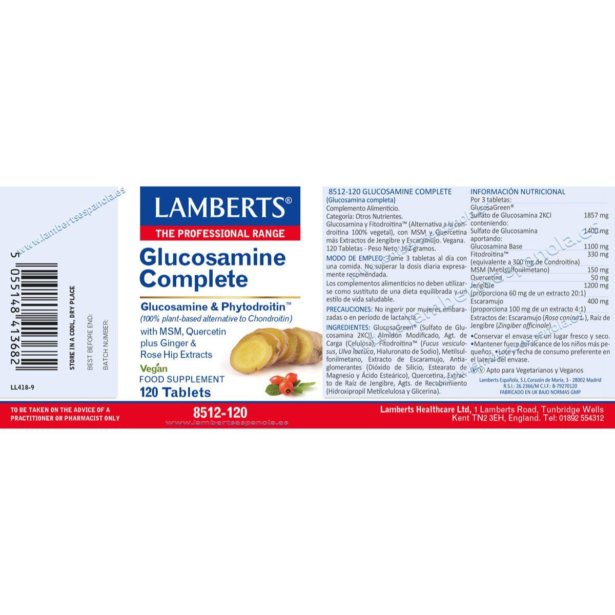 Zestaw 2 x glukozamina, chondroityna, MSM, imbir Lamberts 120 tabletek