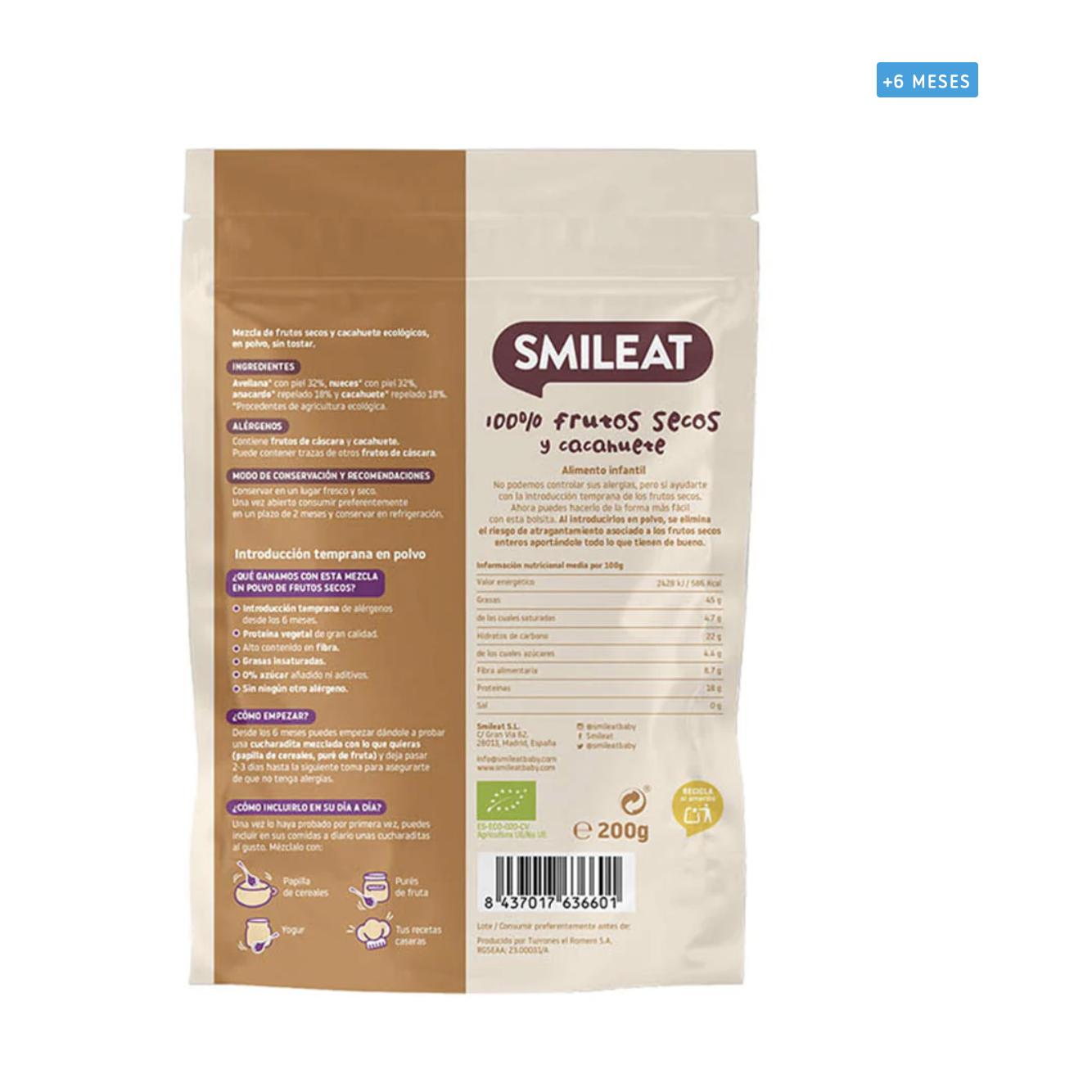 Bio-Mischung aus Trockenfrüchten und Erdnusspulver Smileat 200 g