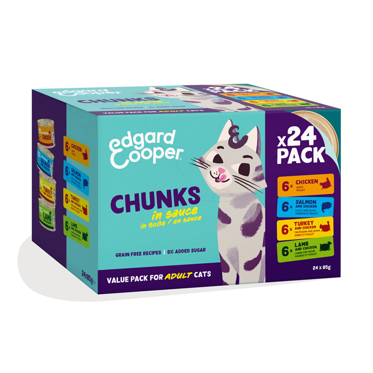 Multipack 24 x 85 g Brokjes in saus Edgard & Cooper natvoer