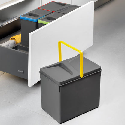 Recycle kitchen drawer containers, height 216, 2x12, anthracite grey plastic Emuca 2 units x 12 L