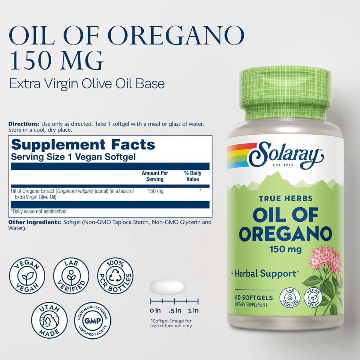 OIL OREGANO 150 mg 60 Softgels Solaray