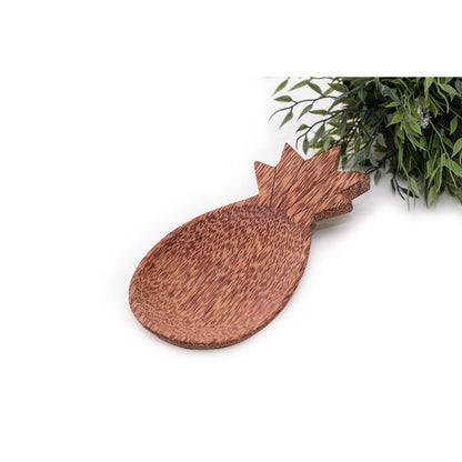 Houten kokosnootbord in de vorm van een ananas 25 x 11 cm