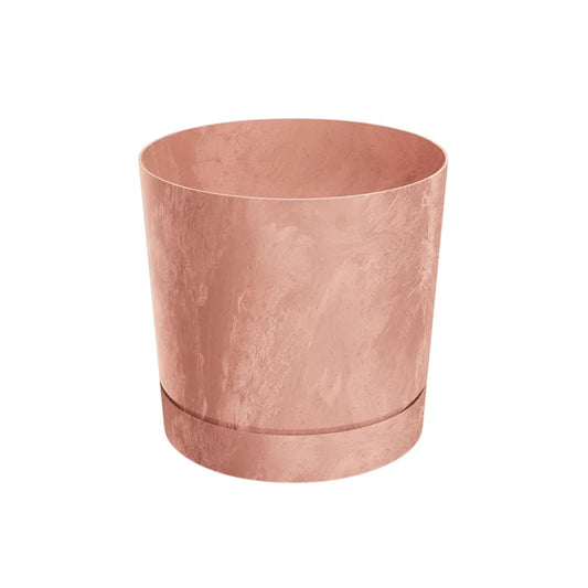 Pure cementen bloempot met geïntegreerde terracotta schotel  D 20 x 20
