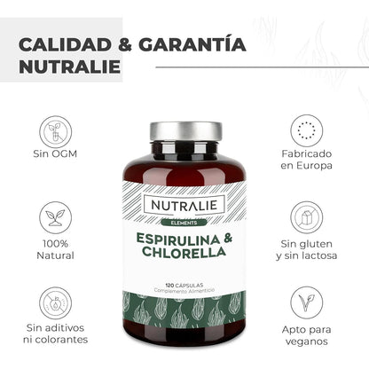 Nutralie Spirulina & Chlorella 1800mg energy and strength 180 capsules