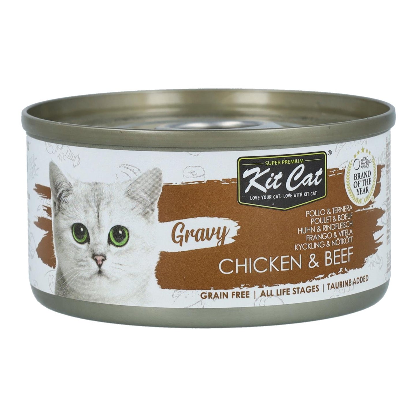 Kit Cat Blik Gravy - Kip & Rundvlees 70 g Natvoer voor katten in saus